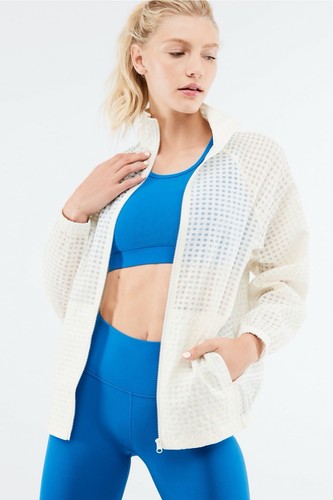 Fabletics Size Medium Cleo Lightweight Jacket Bone Cream Color Full Zip Elastic