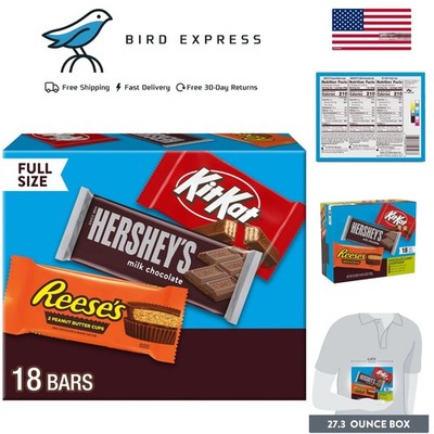 Hersheys KIT KAT and REESE'S Assorted Milk Chocolate Candy Variety Box, 18 Count