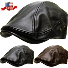Classic PU Leather Newsboy Gatsby Ivy Hat Golf Driver Ascot