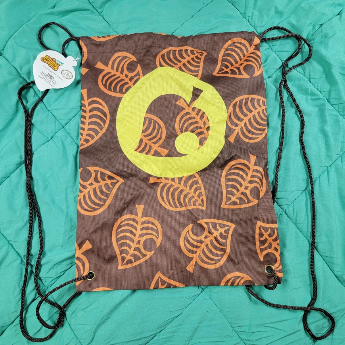 Animal Crossing New Horizons Drawstring Canvas Bag Leaves  display picture 1