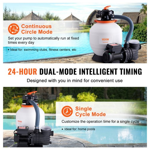 VEVOR Sand Filter Above Ground with 450W Pool Pump 13,000 L/H Flow 6-Way Valve - Picture 3 of 12