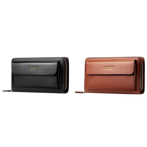 2x LEINASEN Men's Wallet Coin Bag Zipper Wallet Long Women's Wallet6144