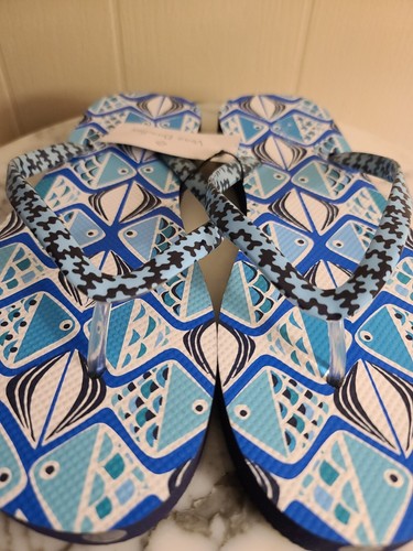 Neu mit Etikett Vera Bradley Damensandalen 9-10, Größe L, Strandfisch blau Flip-Flops - Bild 2 von 12