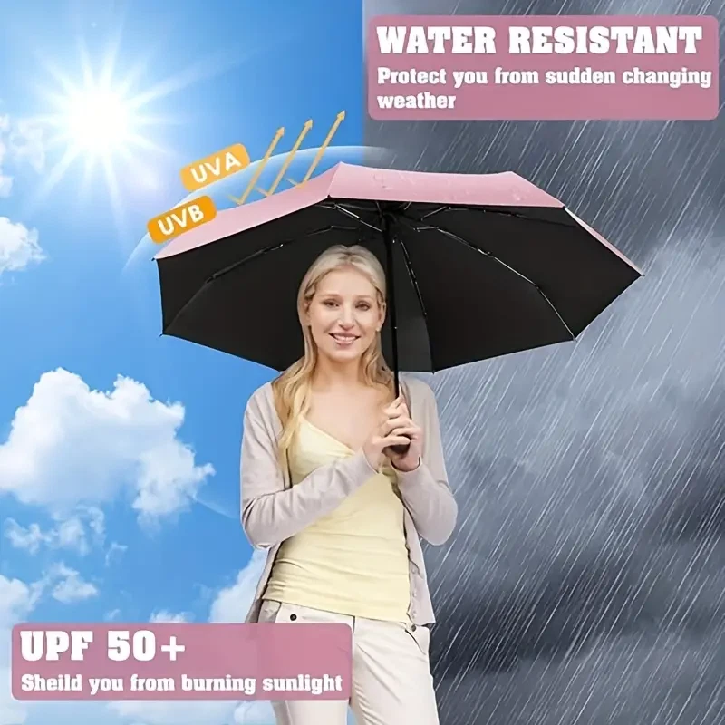 NUEVO Mini Cápsula Portátil Plegable Paraguas UV Parasol 6 Pliegues Paraguas + Estuche Lote Foto 4 de 4