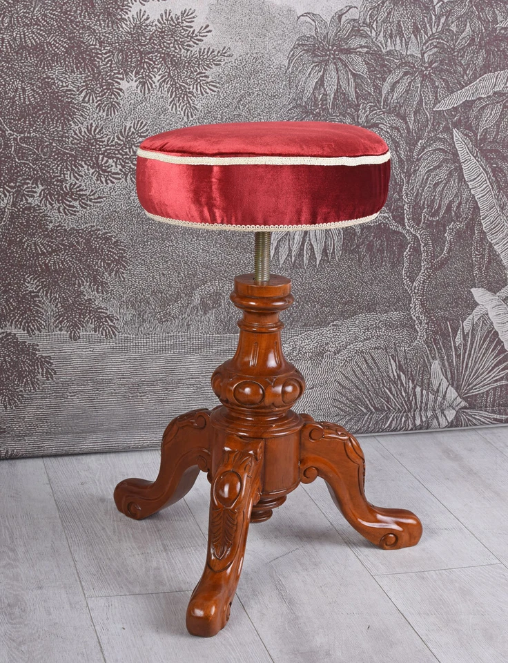 Sitting Stool Mahogany Piano Stool Antique Piano Bench Klavierstuhl - Image 4 of 4