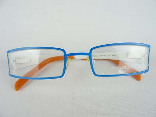 Schmale, blaue Damenbrille für kleines Gesicht breite Bügel Metall stabil Gr. S