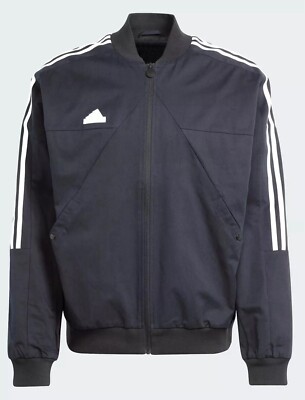 Adidas Men s Tiro LS Woven Bomber Jacket Casual Full Zip Black Size Large New