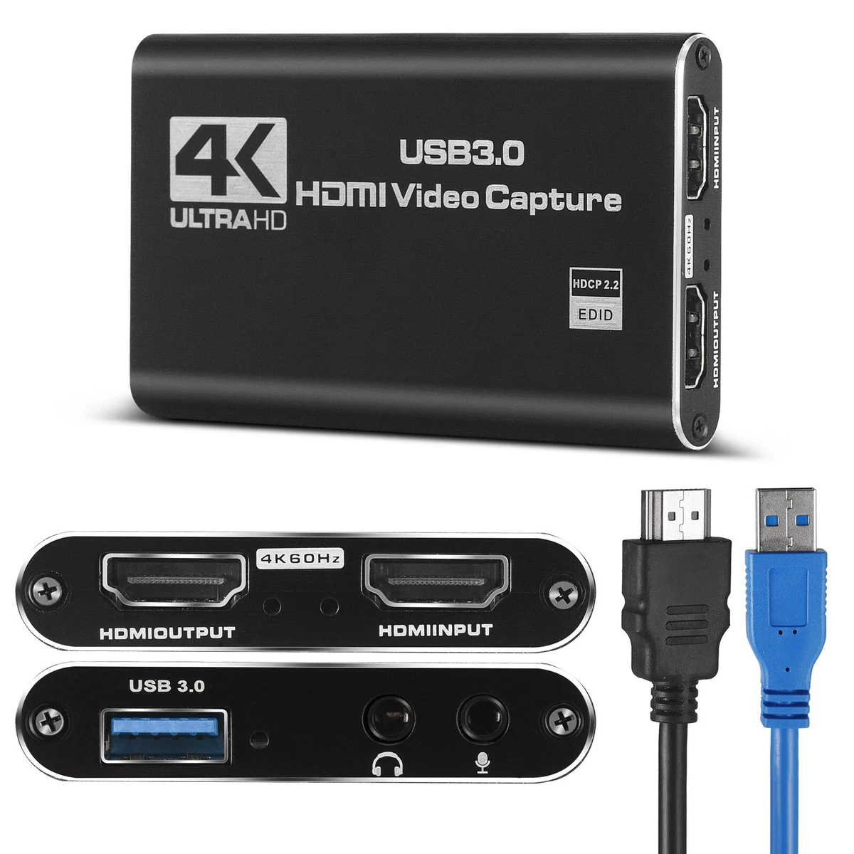 Capturadora de Video USB 3.0 HDMI Capture con Audio y Micrófono 4K OEM