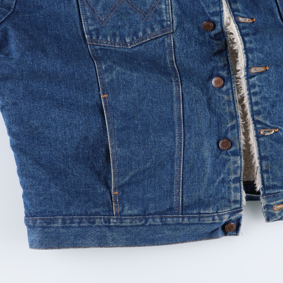 80'S Wrangler Premium Quality Denim Boa Jacket, Men's XL
