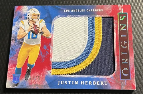 2020 Justin Herbert Chargers 29/75 Panini Origins Rookie Jumbo 4-Color Patch #3