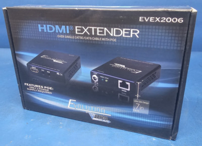 New, Vanco Evex2006 HDMI Extender over single CAT5/CAT6 cable with PoE.