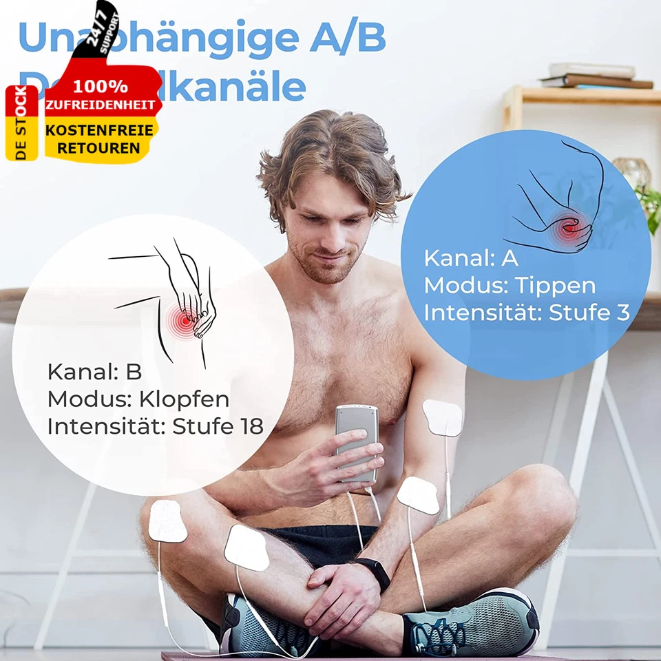 Auvon Tens Gerät Reizstromgerät 20 Trainingsprogramme Schmerzlinderung 10 Pads - Bild 4 von 4