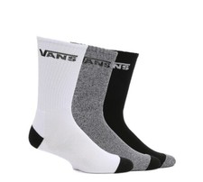 Vans Mens Classic Crew Socks 3-Pack Basics Black White Grey Multi Color