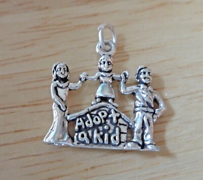 Sterling Silber 20x20mm sagt Adopt a Kid Familie Adoption Charm