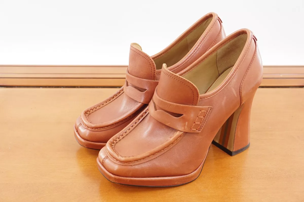 Sam Edelman Jeanette Womens Size 7 Brown Leather Platform Slip On eBay