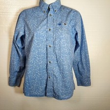 Wrangler Shirt Juniors Girls Large Blue Paisley Long Sleeve Button Up Cowgirl