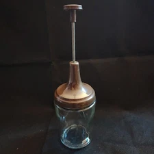 Acme Brown Food Nut Chopper Stainless Steel Blades Glass Jar 375 ml 1.5 cup USA