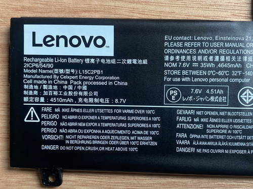 Lenovo Yoga 510 510-15ISK 510-14AST Series Battery P/N L15C2PB1 8.7V 35Wh - Picture 3 of 4