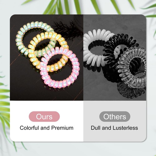Spiral Hair Ties 10 Pcs Traceless Phone Cord Hair Ties Plastic Coil Hair Ties... - Picture 3 of 6
