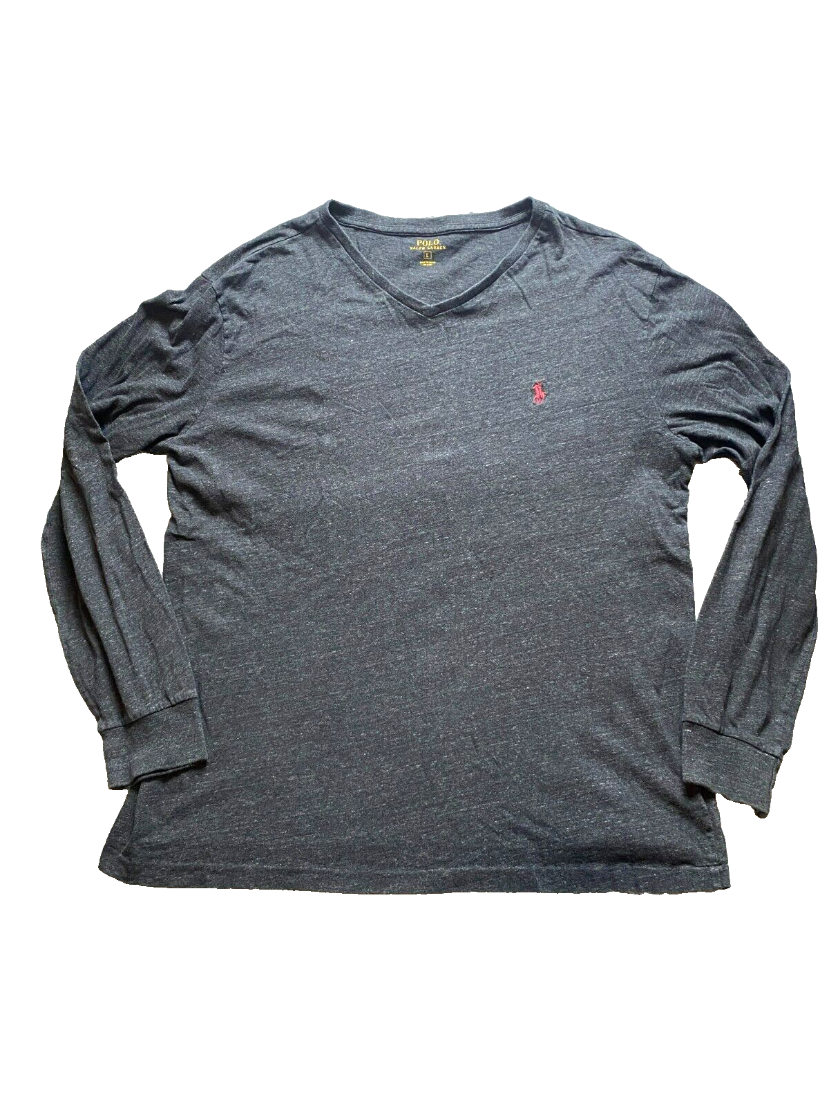 Polo Ralph Lauren Camicia Adulto Grande Manica Lunga Rosso Pony Scollo a V Pullover Uomo