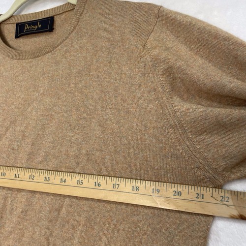 Pringle Cashmere Silk Sweater Women 42 L XL Camel Beige Crew Neck Scotland MINT - Picture 7 of 10