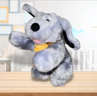 Vtg 2000 Toys R Us Cosmo Blue Gray Dog 9 Inch Plush Stuffed Animal  Star Collar
