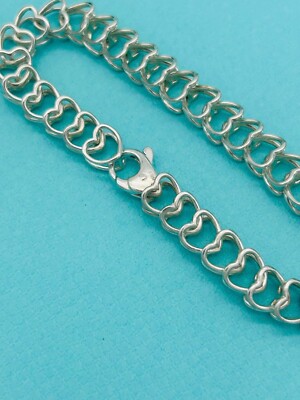 最終価格Tiffany＆Co. silver925 chain bracelet Vintage Tiffany & Co 925 Sterling Silver Double Heart Chain