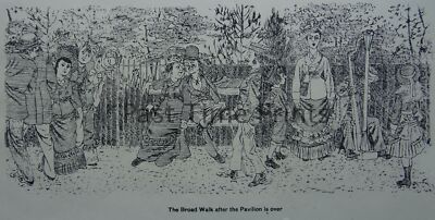 c1879 Buxton THE BROAD WALK & PAVILION Original Victorian Print by W.G. Baxter