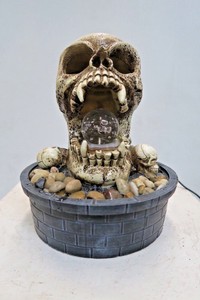Skull Small Indoor Outdoor Table Top Water Fountain Water Feature