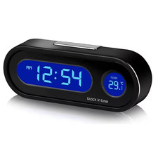Mini Car Auto Thermometer Digital LCD Time Table Clock W/ Backlight Small UK