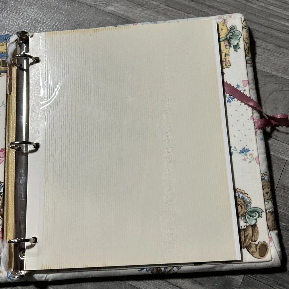 Álbum de fotos vintage feito à mão Grannycore Cottagecore bebê acolchoado tecido fichário - Imagem 3 de 4