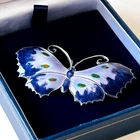 ANTIQUE STERLING SILVER ENAMEL BUTTERFLY BROOCH (John Atkins & Sons) (boxed)