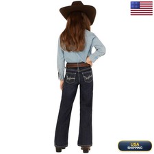 Wrangler Girls' Stretch Boot Cut Jean, Dark Blue, Size 7