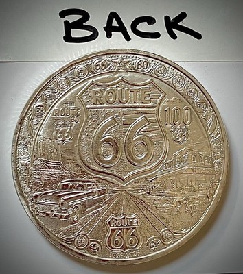 Route 66 Challenge Coin-Silver Colored-100 Year Anniversary-3D