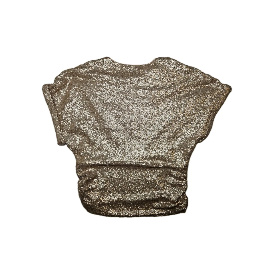 Blusa para mujer Express dorada con lentejuelas cintura ceñida manga dolman talla S Foto 2 de 4