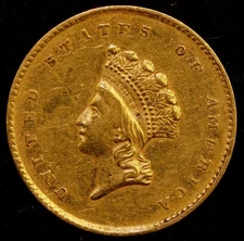 1855 One Dollar $1 Indian Head Gold Dollar