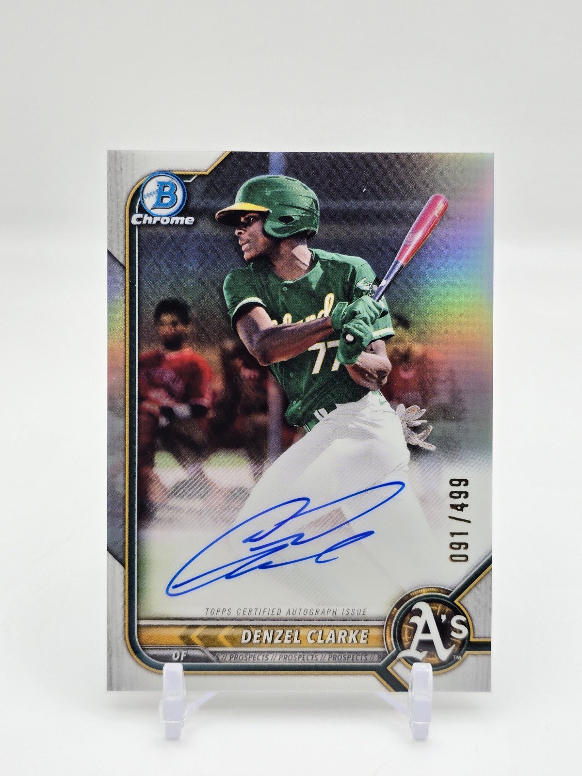 2022 Bowman Chrome Refractor Auto Denzel Clarke Athletics /499 CPA-DC