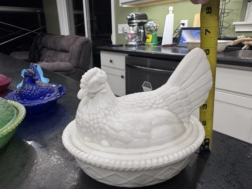 Hen On Nest Westmoreland Vintage Large 8” Long 6” Tall Excellent Condition