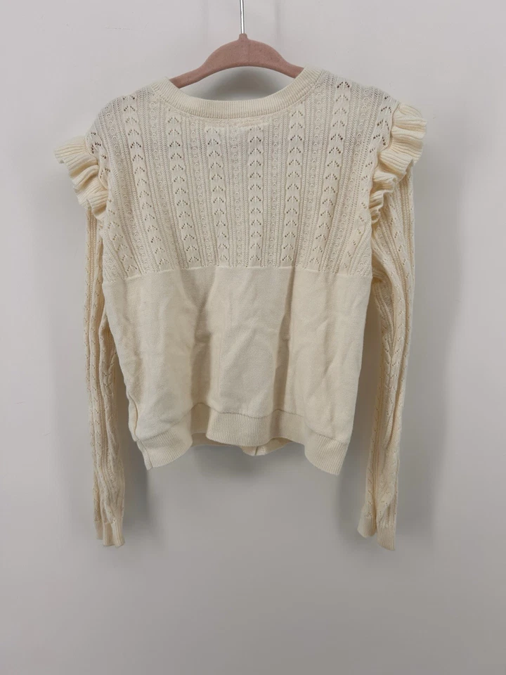 Cárdigan suéter tejido manga larga Gap Kids crema preppy niñas talla pequeña 6-7 Foto 4 de 4