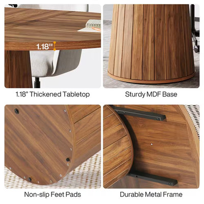 Capen 55 In. Oval Brown Wood Conference Table Meeting Room Computer Desk with...