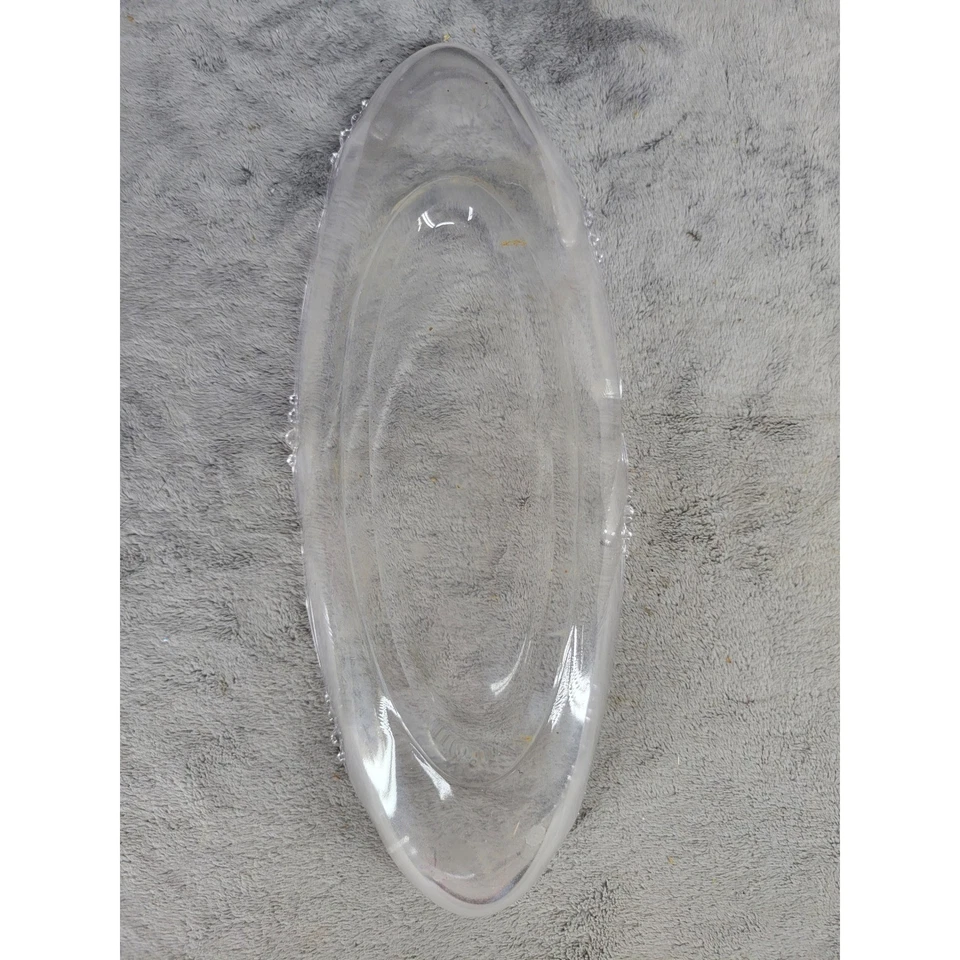 Clear Oval Serving Dish Platter With Scalloped Edge And Decorative Trim 11" - Image 3 of 4