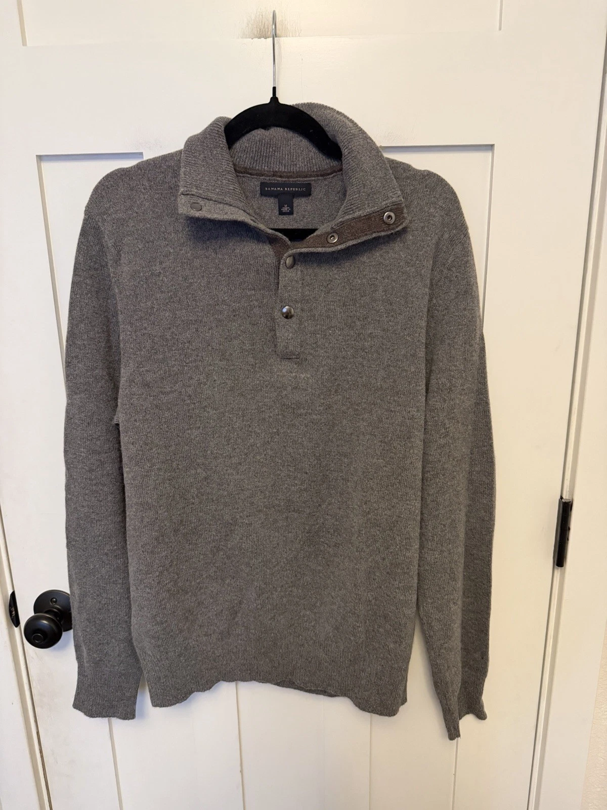 Banana Republic Gray Snap Button Quarter Alpaca Wool Blend Sweater Medium