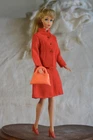 Vintage Barbie Clone Mod Brilliant Red Skirt Suit Outfit, Hong Kong 60s