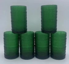 Vtg Fortessa Jupiter Old Fashion Drinking Glass Green Texture Set of 6