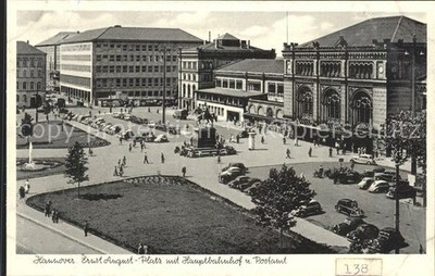 Hanover City Ernst August Square with Central Station and Post Office