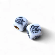Mongoose - Maurice Logo Dice Tire Valve Caps (Pair) - WHITE - old school bmx