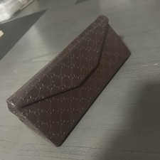 Gucci GG Monogram Trifold Leather Eyeglasses Sunglasses Case Brown AUTHENTIC