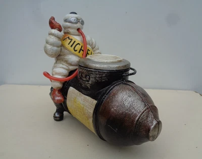 Famous Michelin Man Sat On Compressor Cast Iron Model Advertising DESK TIDY - Image 1 of 4