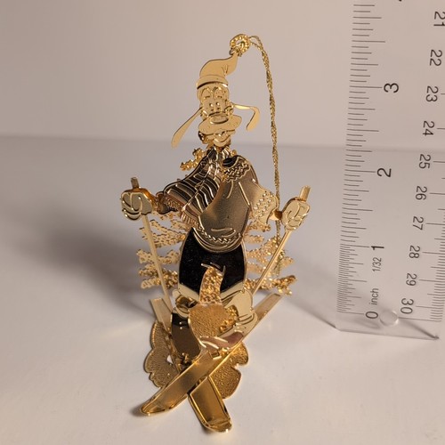 Goofy On Skis Danbury Mint Disney Gold Finished Christmas Ornament SKIING - Picture 6 of 6