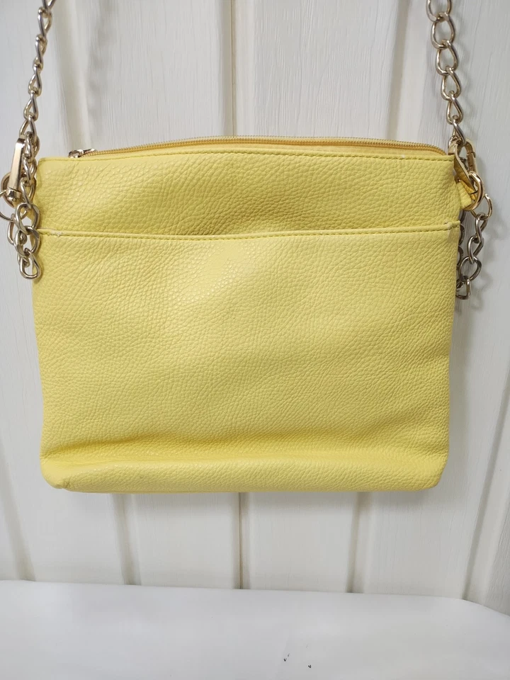 Charming Charlie Hand Bag Yellow Crossbody Purse Gold Accents - Image 3 of 4